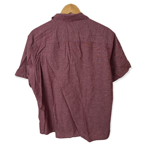 Travis Mathew 2XL Shirt Oswego Geo Print Short Sleeve Heather Tawny Port Red - Picture 7 of 8